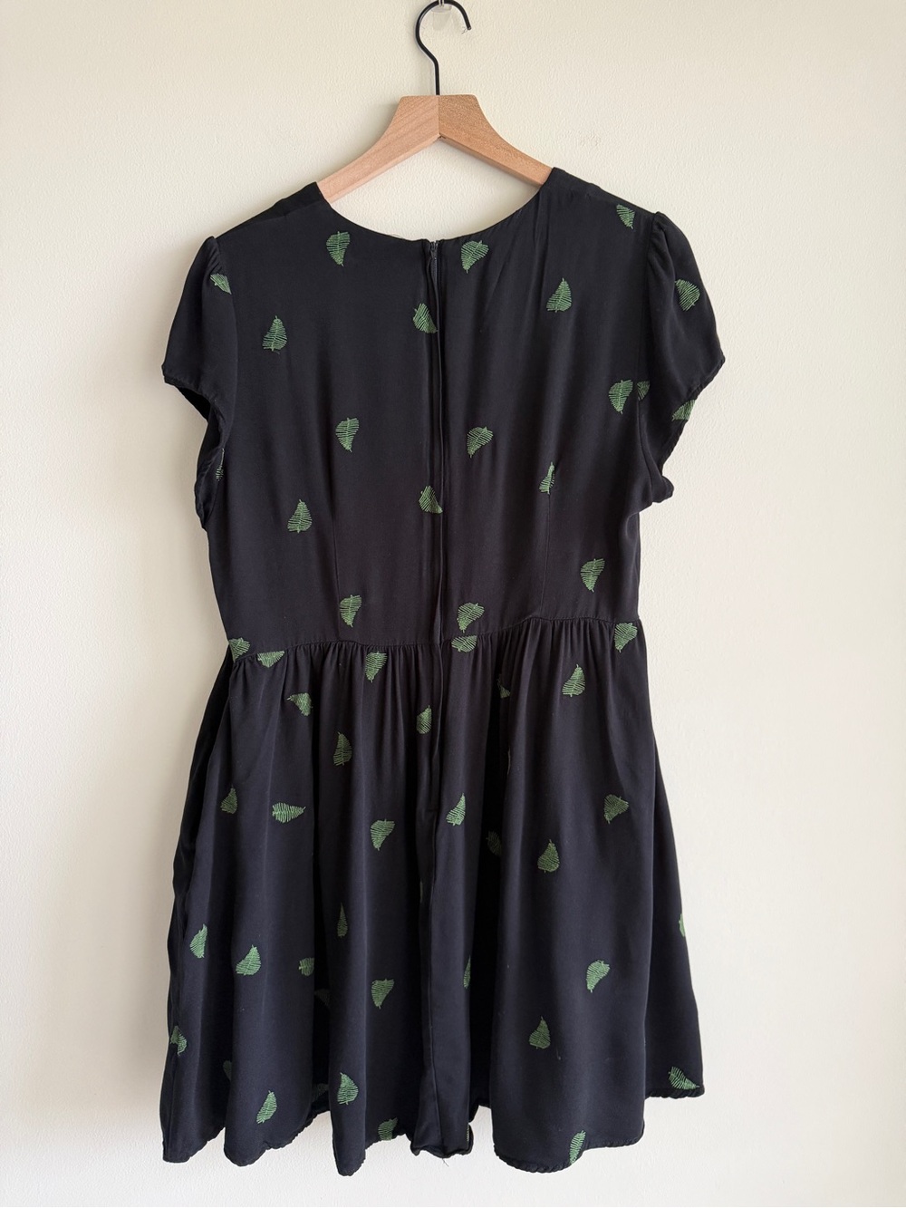 Disturbia Osmunda Fern Embroidered Mini Skater Dress US 10 Black Green Goth - Picture 4 of 15